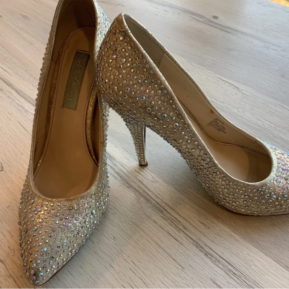 Betsey Johnson Sparkling Silver Heel Pump Stiletto wedding prom party bling